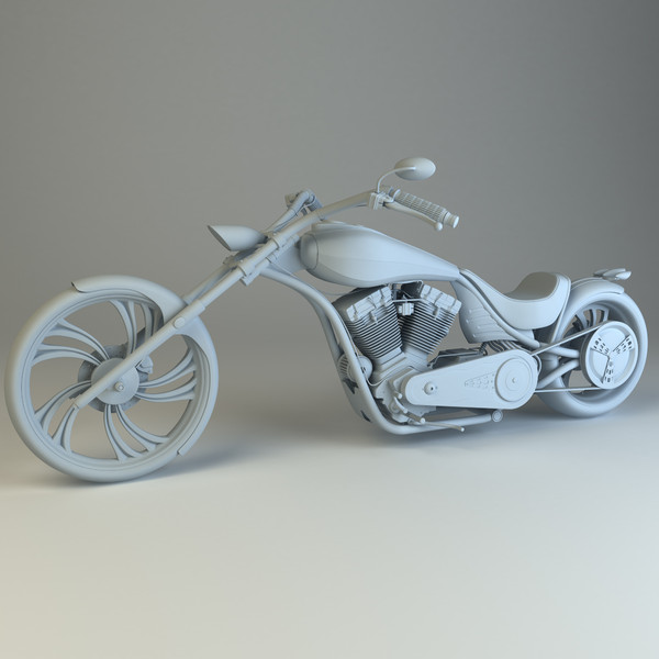 custom chopper 3d max - Custom Chopper by platinum3dmodels